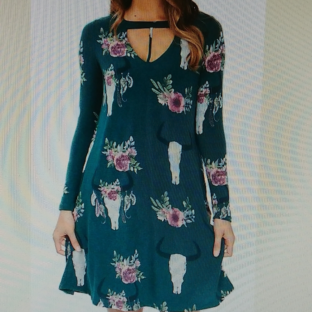 Berry N Cream country western skull print dress